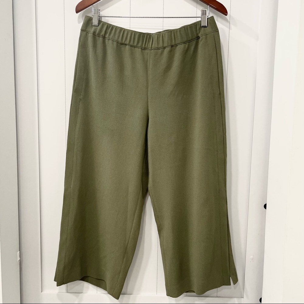 TEXTURED WIDE LEG CROP PANTS